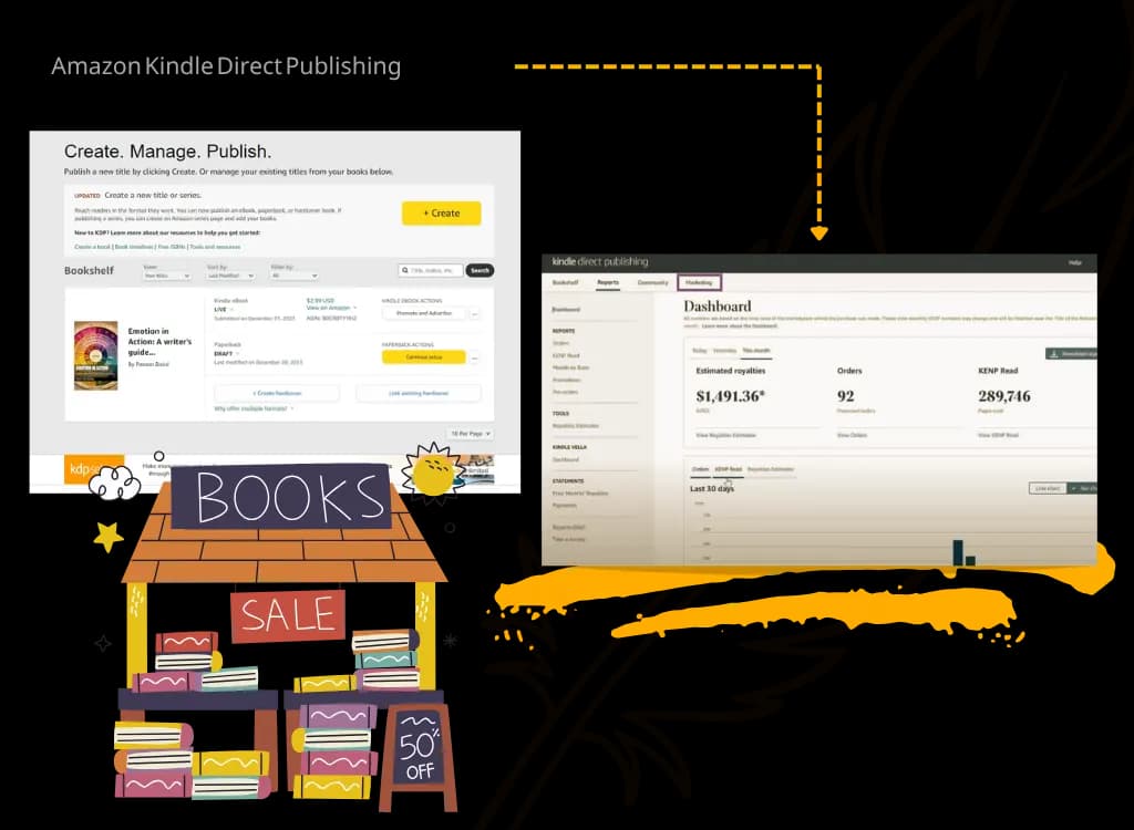 Amazon KDP publishing illustration